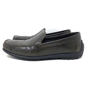 Ecco Leather Croc Embossed Driving Loafers Mens Sz 7.5 Euro 41 Preppy Ivy League